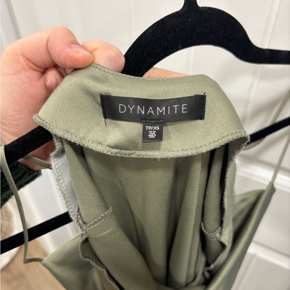 Dynamite Asymmetrical Cowl Neck Olive Dress - Picture 5 of 5